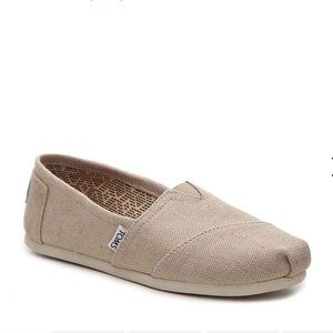 TOMS Light Tan Metallic Alpargata Slip On NWOT